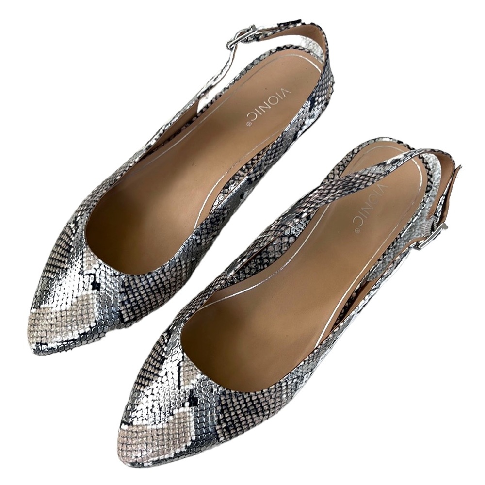 Like New Vionic Leather Sling Back Flats